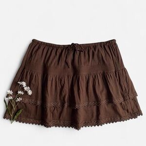 Y2K dark brown tiered mini skirt